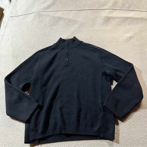Bogner Womens Navy Blue Virgin Wool Blend Ski Quarter Zip Sweater Medium EUC